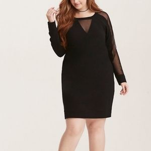Torrid Black Sweatshirt Dress w/ Mesh Sleeve Detail Size 0XL
